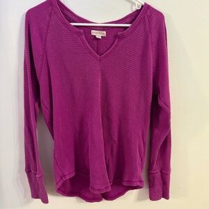 Womens Knox Rose Purple Waffle Knit Long Sleeve Shirt XXL